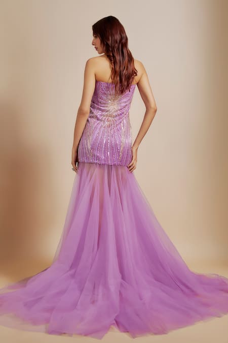 Masumi Mewawalla Hand Embroidered Strapless Gown 