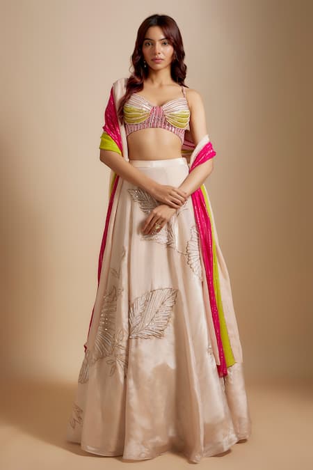 Masumi Mewawalla Leaf Hand Embroidered Lehenga Set 