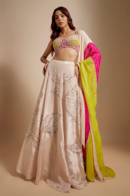 Masumi Mewawalla Leaf Hand Embroidered Lehenga Set 