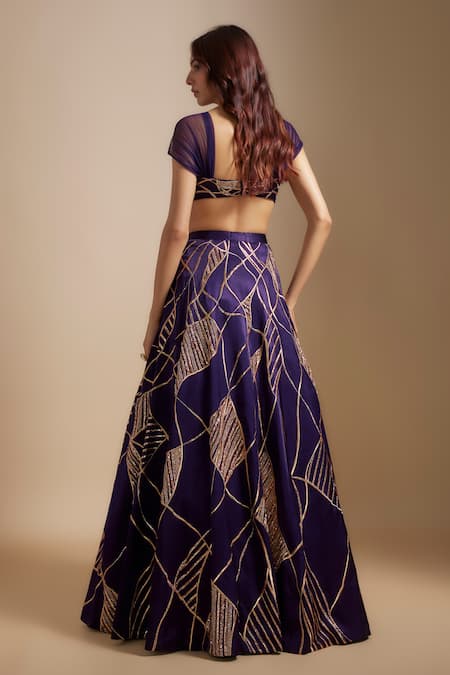 Masumi Mewawalla Geometric Hand Embroidered Lehenga Set 