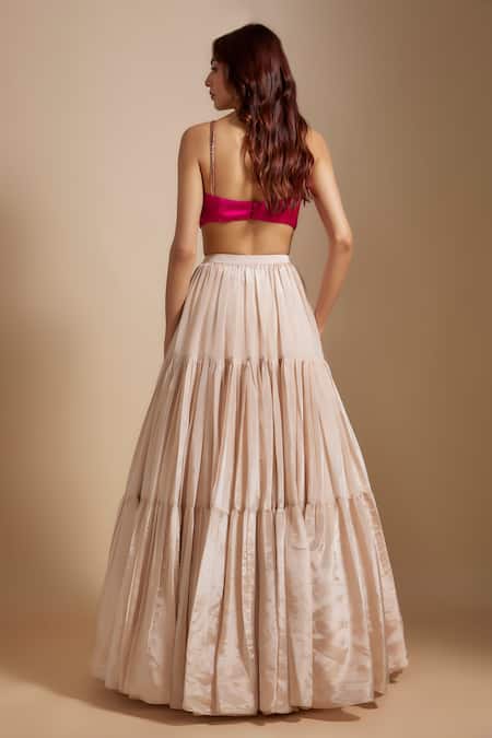 Masumi Mewawalla Tiered Skirt Set With Multi Colored Dupatta 