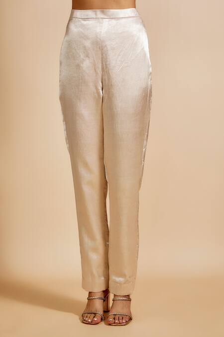 Buy Masumi Mewawalla Beige Tissue, Linen Zari, Embroidery Plunge Neck Jacket And Pant Set Online at Aza Fashions Buy_Masumi Mewawalla_Beige Tissue, Linen Zari, Embroidery Plunge Neck Jacket And Pant Set _Online_at_Aza_Fashions