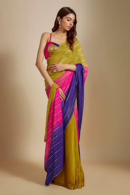 Masumi Mewawalla Ombre Saree With Embroidered Blouse 