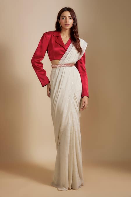 Masumi Mewawalla Zari Pre-Draped Saree With Blazer 