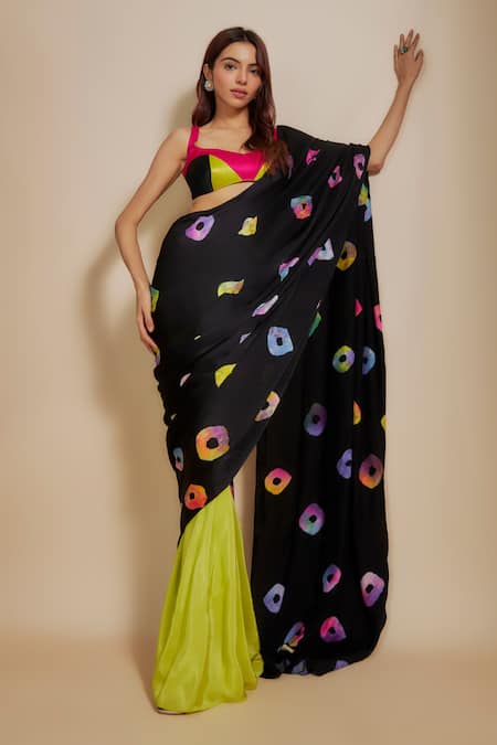 Masumi Mewawalla Shibori Pre-Draped Saree With Blouse 