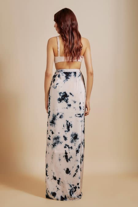 Masumi Mewawalla Shibori Pattern Draped Skirt Blouse Set 