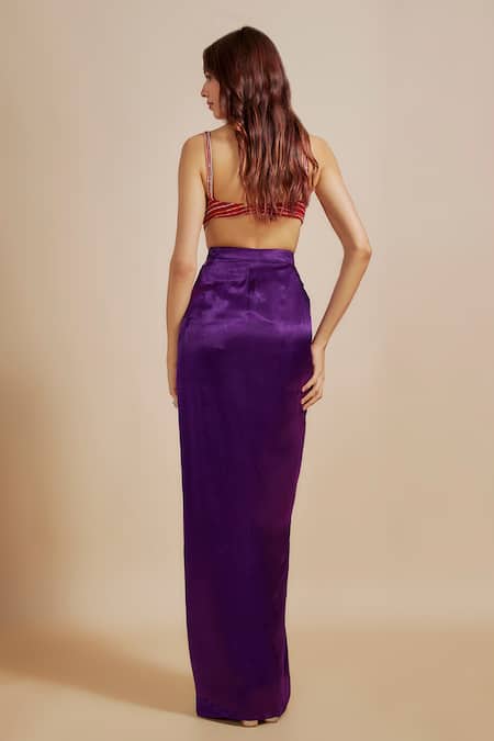 Masumi Mewawalla Embroidered Blouse Draped Skirt Set 