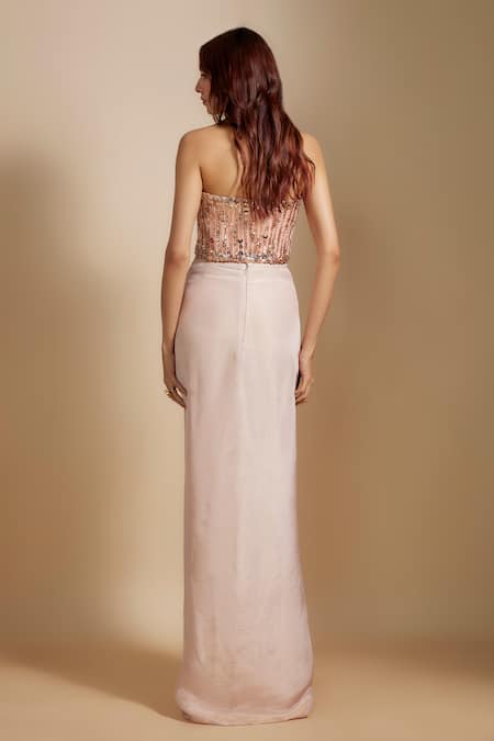 Masumi Mewawalla Embroidered Corset & Draped Skirt Set 