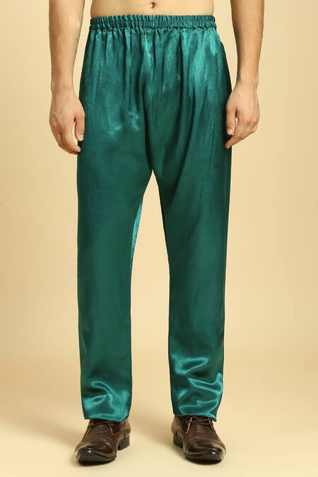 Buy_Masumi Mewawalla_Green Maheshwari Sequins Placket Kurta And Pant Set 