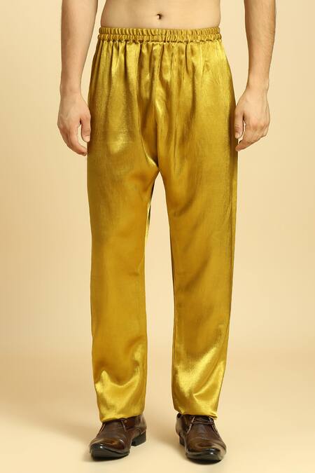 Masumi Mewawalla_Yellow Lurex, Chiffon Zari, Embroidery Mustard Kurta Set With Dupatta _at_Aza_Fashions