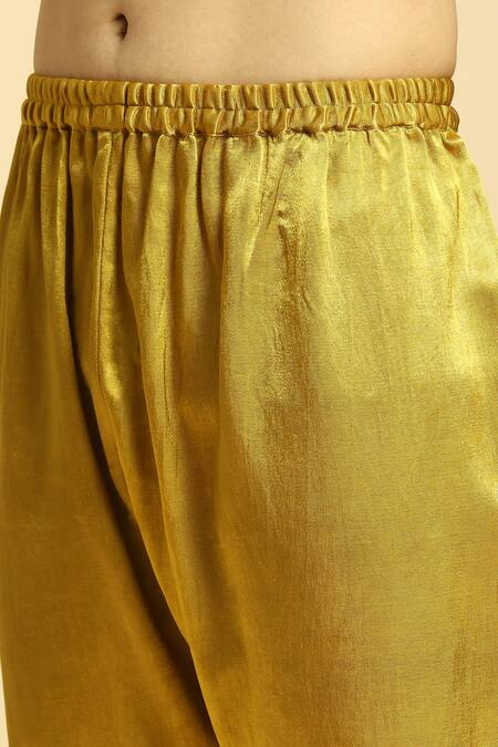 Buy_Masumi Mewawalla_Yellow Lurex, Chiffon Zari, Embroidery Mustard Kurta Set With Dupatta 