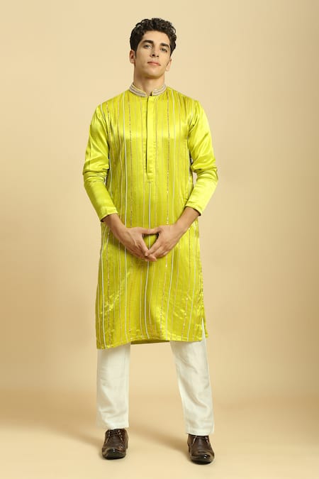 Masumi Mewawalla Hand Embroidered Neon Kurta Set 