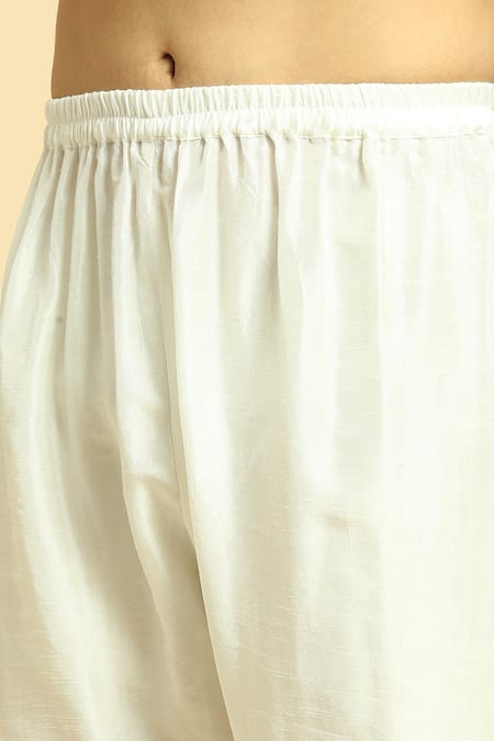 Buy_Masumi Mewawalla_Green Silk, Linen Beads Hand Embroidered Neon Kurta Set 