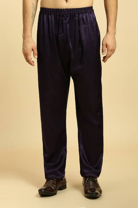 Masumi Mewawalla_Purple Tissue Embroidery, Zari Kurta Set With Border Dupatta _at_Aza_Fashions