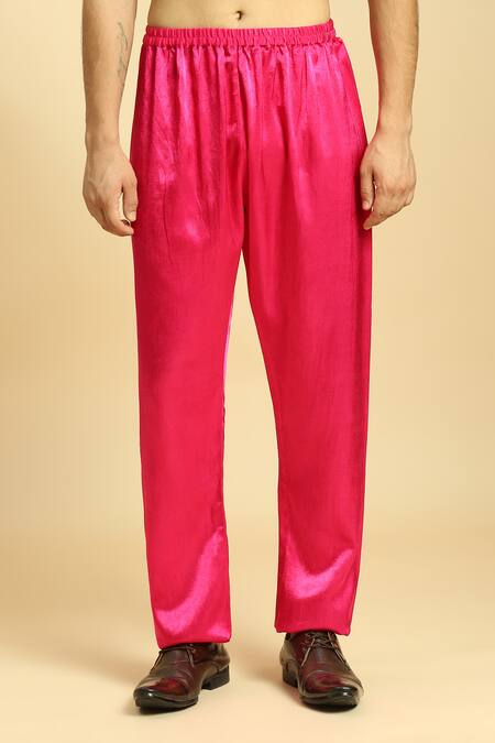 Masumi Mewawalla_Pink Maheshwari, Silk Sequins Embroidered Kurta With Pant _at_Aza_Fashions