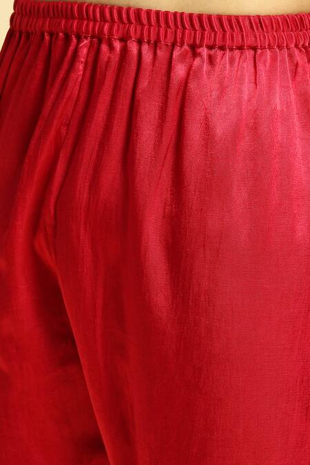 Buy_Masumi Mewawalla_Red Maheshwari, Silk Zari, Embroidery Kurta And Pant Set 