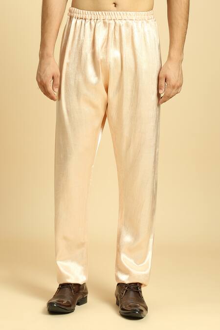 Masumi Mewawalla_Peach Tissue, Lurex Embroidery Straight Kurta Set With Ombre Dupatta _at_Aza_Fashions