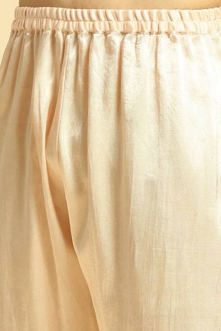 Buy_Masumi Mewawalla_Peach Tissue, Lurex Embroidery Straight Kurta Set With Ombre Dupatta 