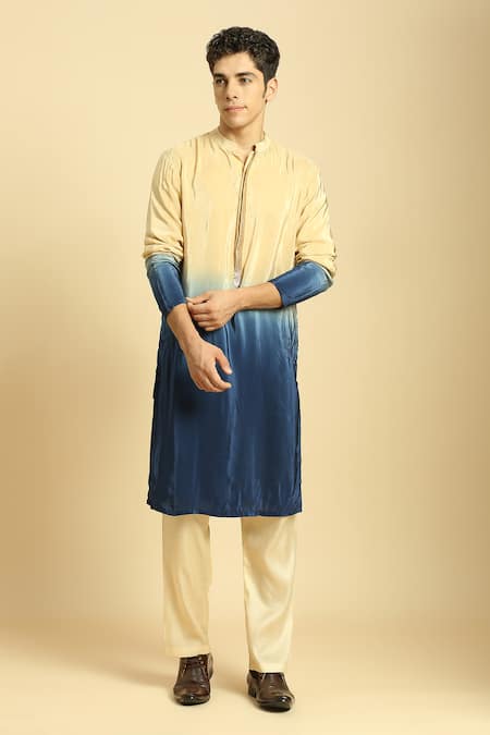 Masumi Mewawalla Embroidered Placket Ombre Kurta Pant Set 