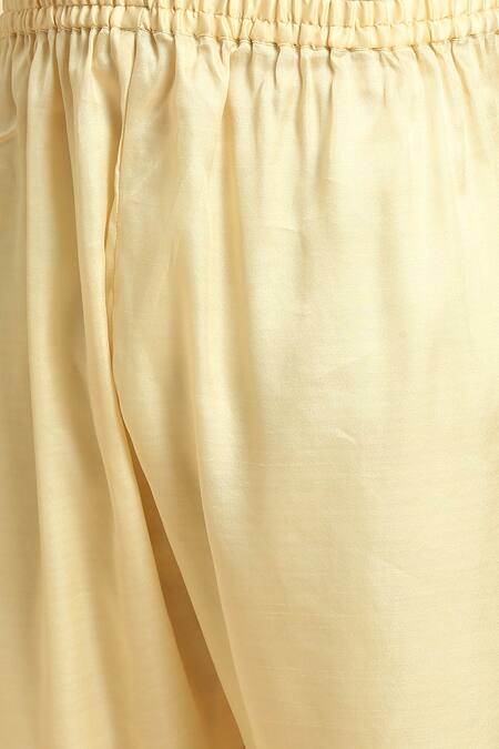 Buy_Masumi Mewawalla_Beige Silk, Crepe Embroidery Placket Ombre Kurta Pant Set 