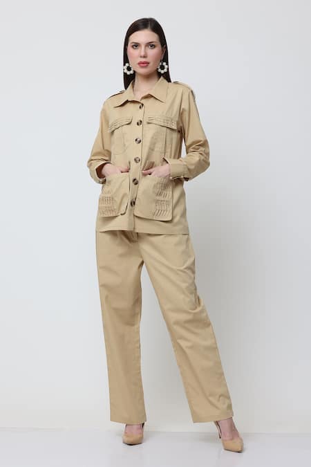 Midori By Sgv Glaze Pleated Shirt With Pant 