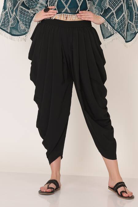 Buy_Midori By Sgv_Green Shimmer Organza Embroidered Pearl Ruffled Cape With Bustier  _Online_at_Aza_Fashions