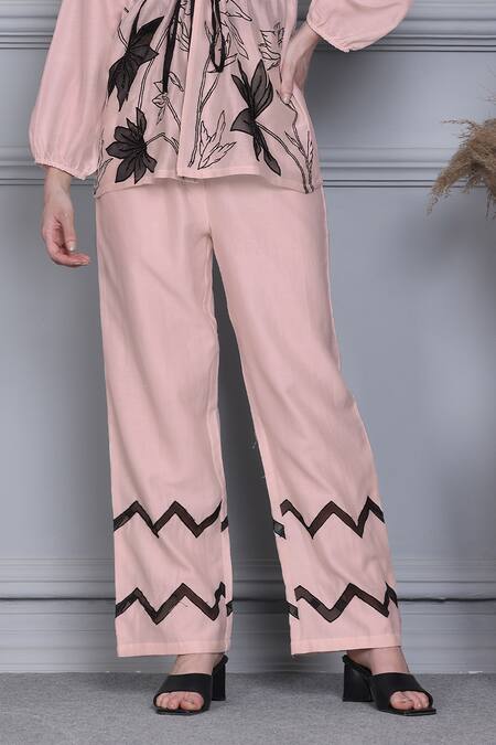 Buy_Midori By Sgv_Pink Cotton Silk Chanderi Embroidered Thread V Neck Top Pant Set  _Online_at_Aza_Fashions