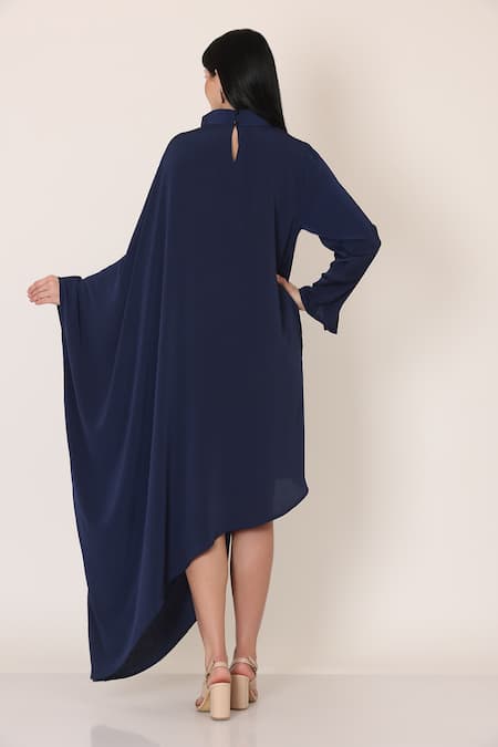 Midori By Sgv Buttercrepe Cowl Embroidered Dress 