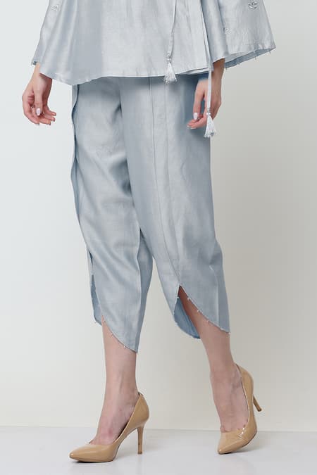 Buy Midori By Sgv Blue Cotton, Silk, Chanderi Embroidery Nora Pleated Bodice Angrakha With Pant Online at Aza Fashions Buy_Midori By Sgv_Blue Cotton, Silk, Chanderi Embroidery Nora Pleated Bodice Angrakha With Pant _Online_at_Aza_Fashions