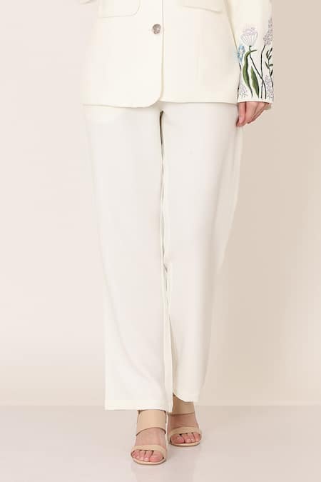 Buy Midori By Sgv White Imported Crepe Embroidered Sequin Lapel Collar Blazer And Pant Set Online at Aza Fashions Buy_Midori By Sgv_White Imported Crepe Embroidered Sequin Lapel Collar Blazer And Pant Set _Online_at_Aza_Fashions