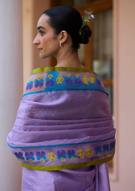 Buy Surmaye Purple Handloom Cotton Embroidery Soulful Melodies Jamdani Pansy Motif Hem Saree Online at Aza Fashions Buy_Surmaye_Purple Handloom Cotton Embroidery Soulful Melodies Jamdani Pansy Motif Hem Saree _Online_at_Aza_Fashions
