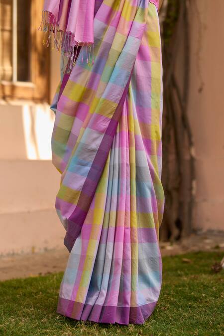 Buy Surmaye Multi Color Handloom Cotton Echoes Of Dawn Stripe Pattern Handwoven Saree Online at Aza Fashions Buy_Surmaye_Multi Color Handloom Cotton Echoes Of Dawn Stripe Pattern Handwoven Saree _Online_at_Aza_Fashions
