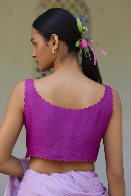 Surmaye Horizon Scallop Edge Solid Blouse