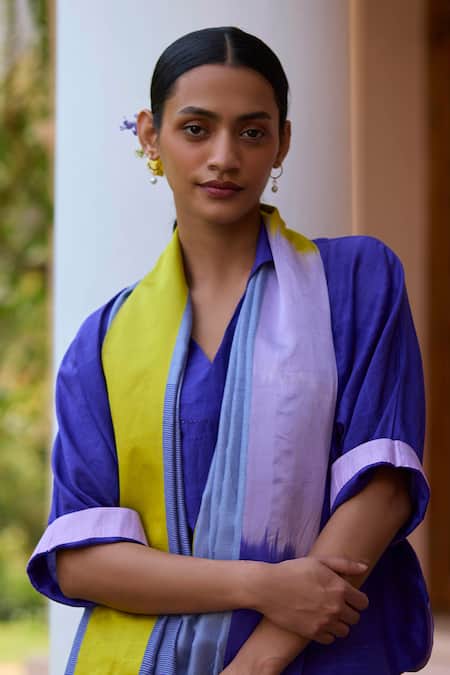 Buy Surmaye Purple Silk Collared Rustling Whispers Blouse Online at Aza Fashions Buy_Surmaye_Purple Silk Collared Rustling Whispers Blouse _Online_at_Aza_Fashions