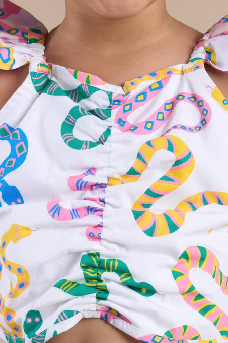 Lil Drama_Multi Color Cotton Snake Print Top And Skorts Set _at_Aza_Fashions