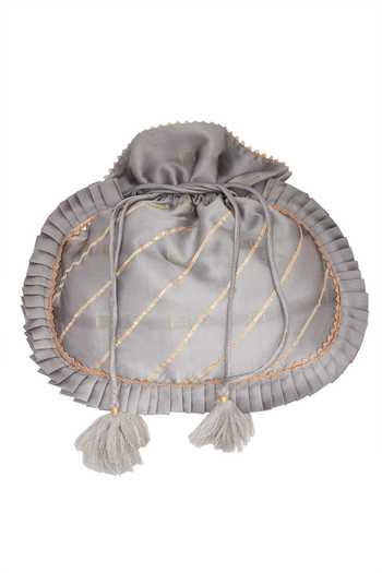 Kalakaari By Sagarika Gota Striped Fan Pleat Potli Bag 