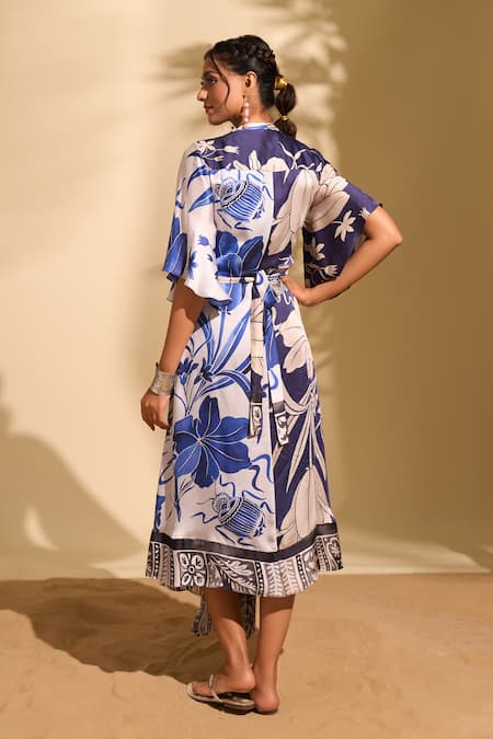 Whimsical By Shica X AZA Floral Print Tie Up Dress With Belt