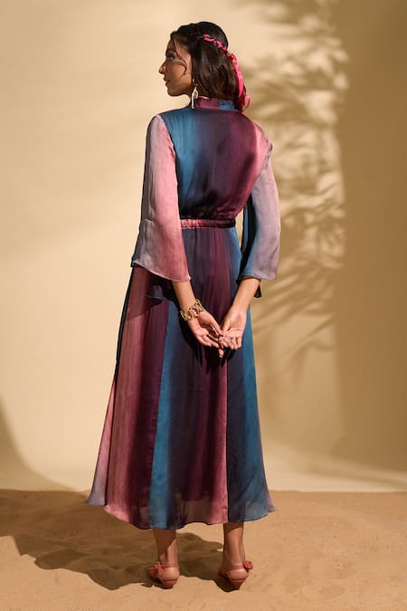 Whimsical By Shica X AZA Stroke Print Tiered Dress