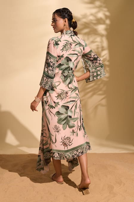 Whimsical By Shica X AZA Botanical Print Shirt Dress
