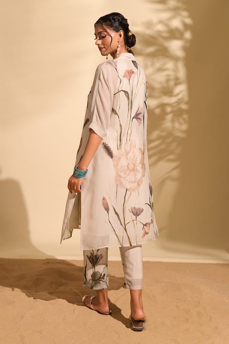 Whimsical By Shica X AZA Big Flower Print Kurta & Pant Set 