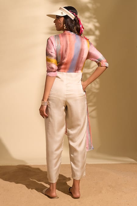 Whimsical By Shica X AZA Stroke Print Flap Jumpsuit 