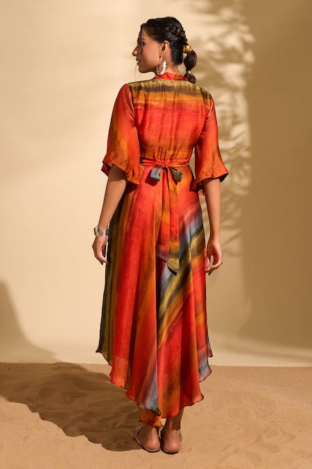 Whimsical By Shica X AZA Stroke Stripe Print Dress 