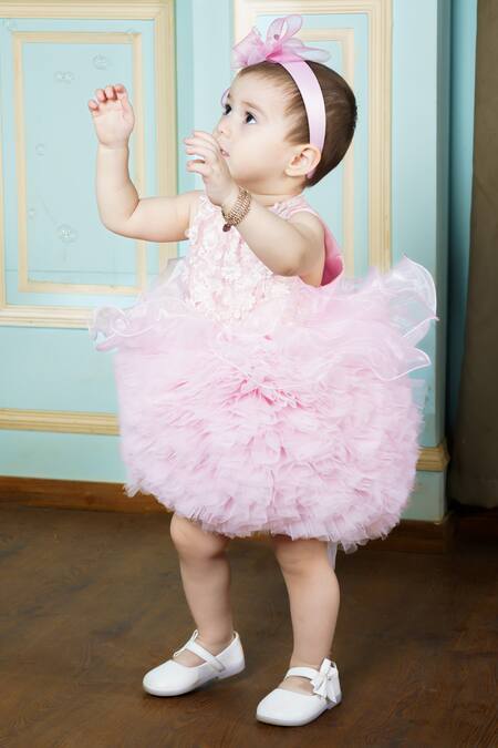 Buy Hoity Moppet Pink Tulle Embroidery Doll Face Floral Embellished Dress Online at Aza Fashions Buy_Hoity Moppet_Pink Tulle Embroidery Doll Face Floral Embellished Dress _Online_at_Aza_Fashions