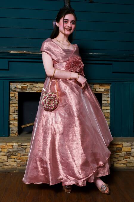 Buy Hoity Moppet Pink Organza Fabric Flowers Egyptian Glow Applique Embroidered Gown Online at Aza Fashions Buy_Hoity Moppet_Pink Organza Fabric Flowers Egyptian Glow Applique Embroidered Gown _Online_at_Aza_Fashions