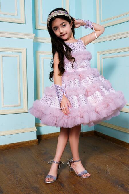 Buy Hoity Moppet Pink Jacquard Ruffles Happiness Geometric Woven Dress Online at Aza Fashions Buy_Hoity Moppet_Pink Jacquard Ruffles Happiness Geometric Woven Dress _Online_at_Aza_Fashions