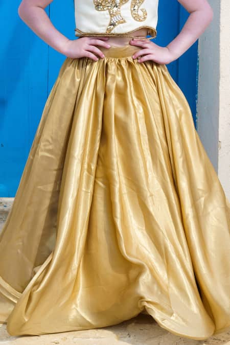 Buy_Hoity Moppet_White Organza Crystals, Feathers Live Life Embroidered Crop Top And Lehenga Set _Online_at_Aza_Fashions