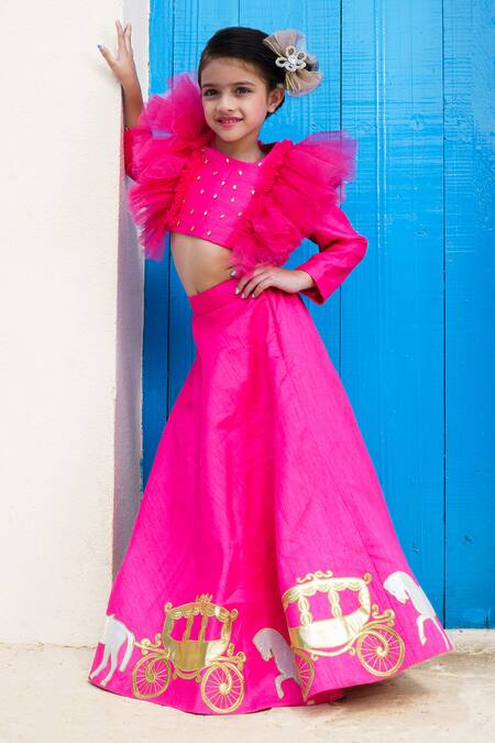 Hoity Moppet Pink Silk Sequins, Embroidery Ghoda Ghadi Patchwork Skirt And Blouse Set Online at Aza Fashions Hoity Moppet_Pink Silk Sequins, Embroidery Ghoda Ghadi Patchwork Skirt And Blouse Set _Online_at_Aza_Fashions