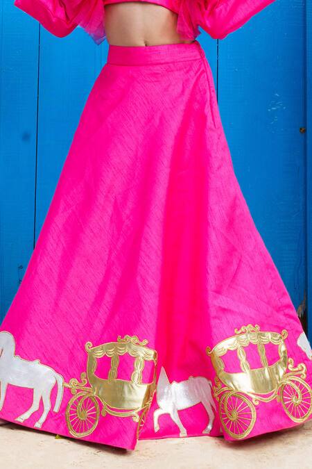 Buy Hoity Moppet Pink Silk Sequins, Embroidery Ghoda Ghadi Patchwork Skirt And Blouse Set Online at Aza Fashions Buy_Hoity Moppet_Pink Silk Sequins, Embroidery Ghoda Ghadi Patchwork Skirt And Blouse Set _Online_at_Aza_Fashions