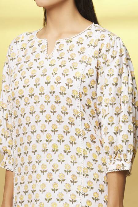 Buy Kalakaari By Sagarika White Cotton Embroidery Button-down Neck Floral Print Top And Pant Set Online at Aza Fashions Buy_Kalakaari By Sagarika_White Cotton Embroidery Button-down Neck Floral Print Top And Pant Set _Online_at_Aza_Fashions