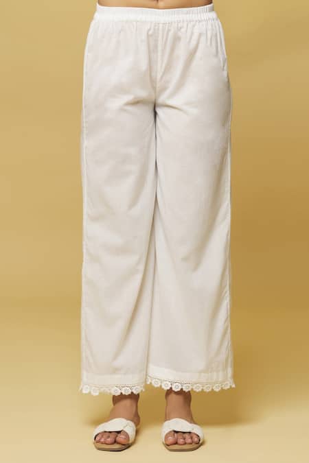 Kalakaari By Sagarika Yellow Cotton Lace Split V-neck Floral Print Kurta Set at Aza Fashions Kalakaari By Sagarika_Yellow Cotton Lace Split V-neck Floral Print Kurta Set _at_Aza_Fashions